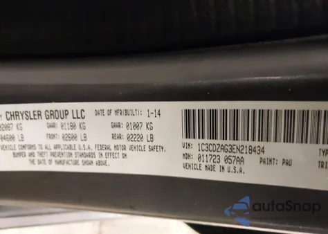 2014 Dodge Avenger Se z USA, uszkodzony, nr VIN 1C3CDZAG3EN218434